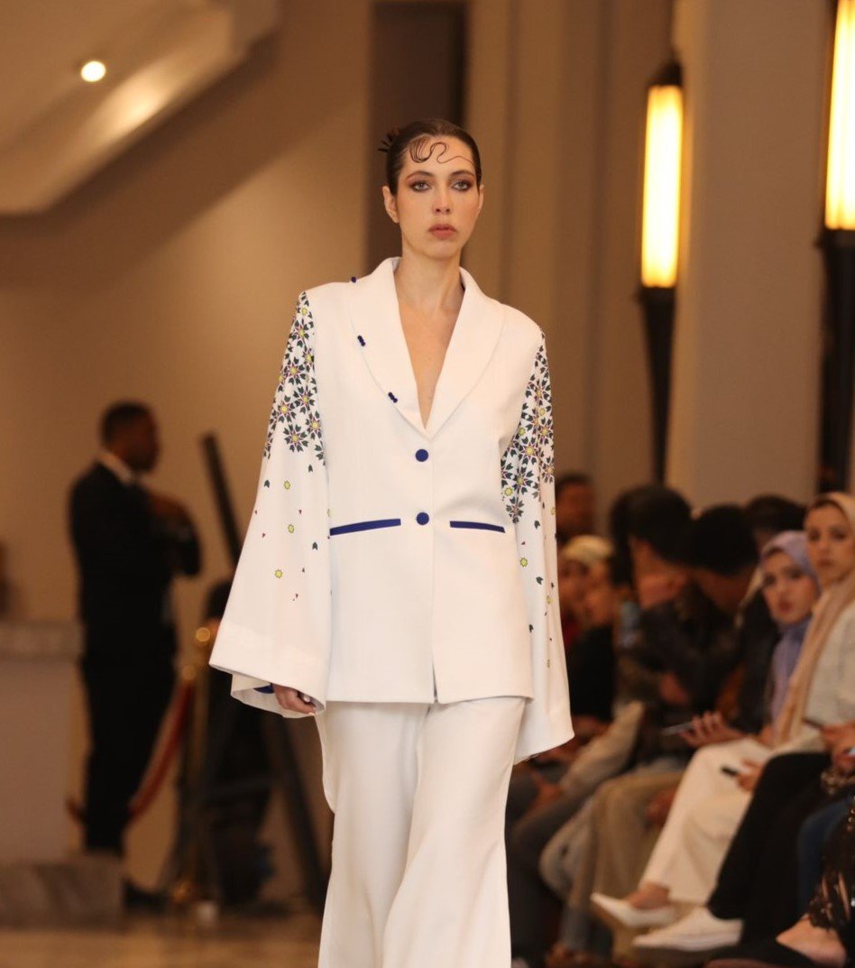 Opulent White Blossom Suit